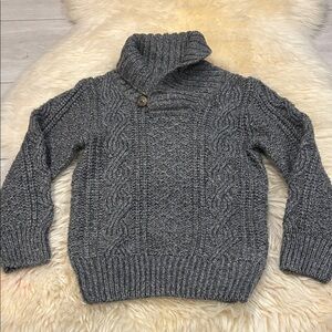 Cozy Kids' Gray Cable Knit Sweater Cowl-Neck